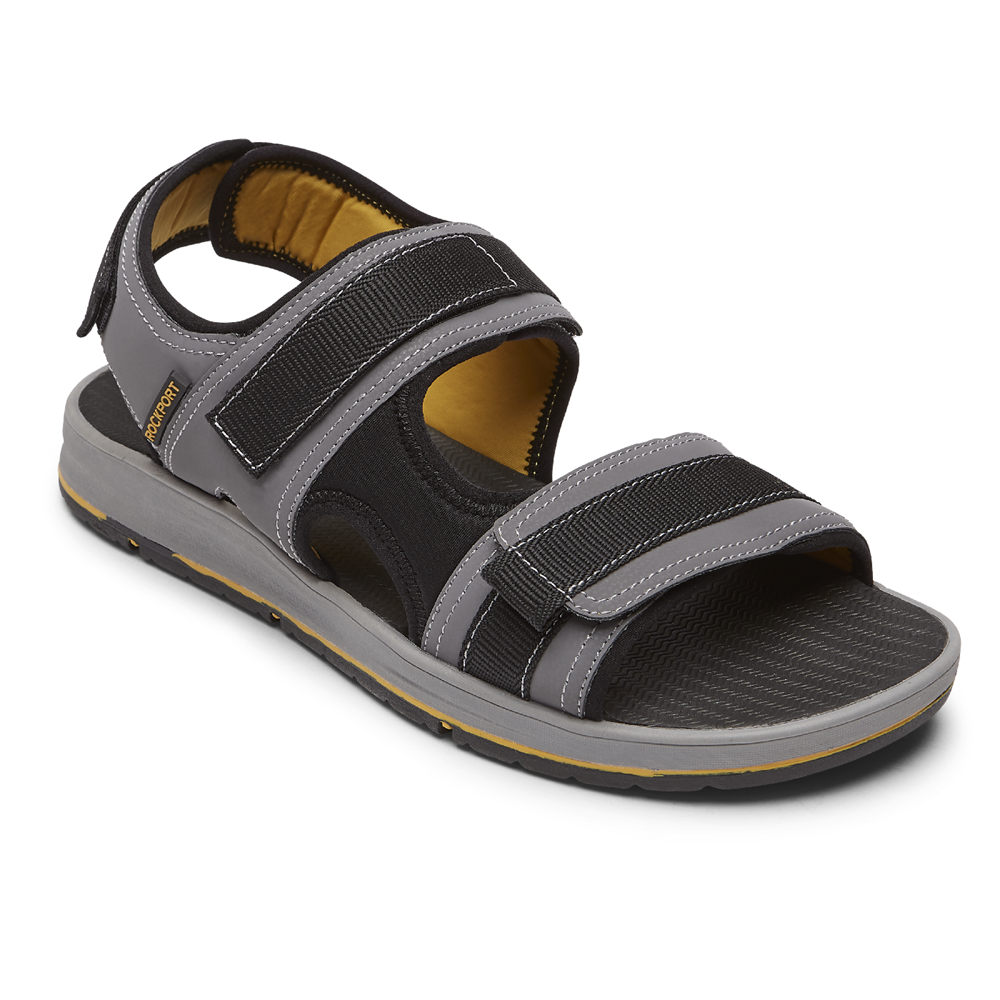 Rockport Mens Lucky Bay Sport 3 Strap - Sandals Grey - HST269574